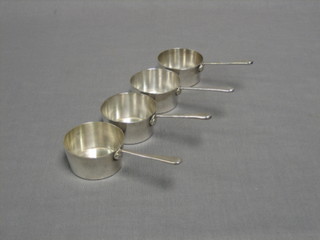 8 silver plated brandy warmers in the form of saucepans