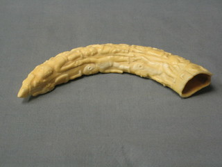 A section of carved ivory tusk 8"