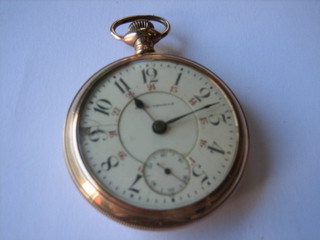 A gentleman's gold plated open faced pocket watch by Thomaston