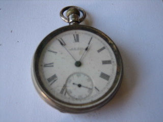 A silver cased half hunter pocket watch by Waltham