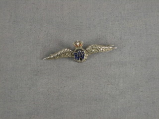 A silver, marcasite and enamelled RAF Sweetheart's brooch