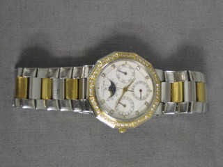 A gentleman's steel and gold plated wristwatch, the dial set numerous diamonds by Baume & Mercier of Geneva