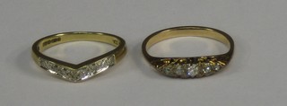 A 9ct gold ring set white stones and 1 other dress ring