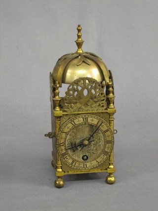 A 1930's reproduction brass lantern clock by Colin Collier, Bricket Woods, 3"