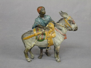 An Austrian cold painted bronze figure of a native with donkey, the base marked 3065, 5"