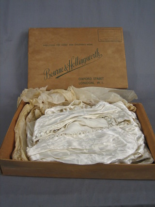 A lady's 1920's wedding dress by Baldwin & Hollingsworth of Oxford Street, boxed