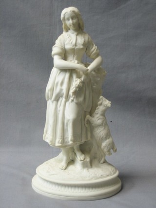 A 19th Century Parian figure of a standing lady with goat (f) 14"