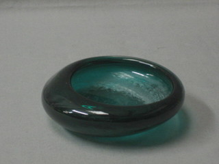 A Whitefriars green  glass oval ashtray 5"