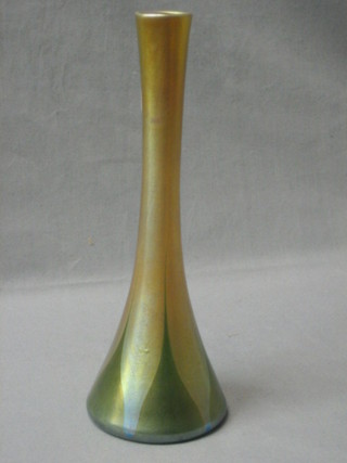 An opaque Art Glass club shaped vase the base signed 8476 H L.C. Tiffany-Faveil, reputedly purchased at Liberties 10"