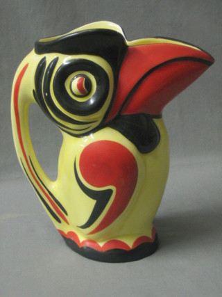 A Czechoslovakian Ditmar Urbach jug in the form of a standing bird 9"