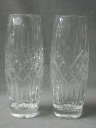 A pair of cut glass vases 11"