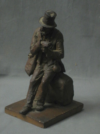 A pottery figure of a seated gentleman of the road 8" (slight chip) signed and dated 1834