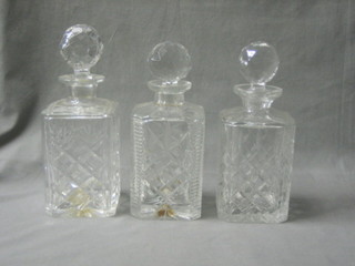 3 cut glass spirit decanters