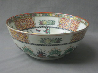 A 20th Century Oriental famille vert style bowl, the base with shield mark 10"