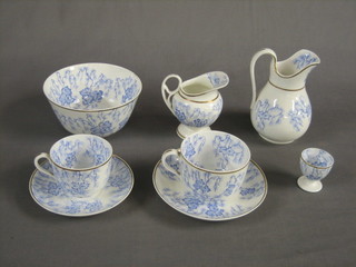 A 78 piece Worcester tea service with blue and white floral decoration comprising 2 oval platters 12" and 11", 2 circular bread plates 10", a circular bowl 8", 12 tea plates 8", 8 cups and 8 saucers, sugar bowl, slop bowl, large cream jug, small cream jug, 22 various cups and 24 various saucers
