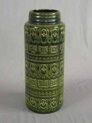 A 1960's West German green glazed pottery vase, the base marked 2889-47 17"