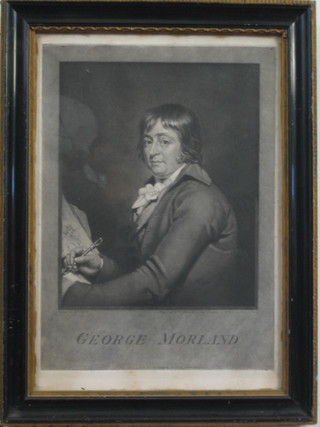 An 18th/19th Century monochrome print of George Moorland after Robert Muller, 14" x 10" contained in a black and gilt frame