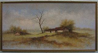 Glen, oil painting on board "County Scene with Buildings" 
