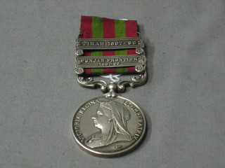An Indian General Service medal 1896, 2 bars Punjab Frontier 1897 - 1898 and Tirha 1897 - 1898 to 4198 Lance Corporal W Barker 2nd Battalion The Royal Sussex Regiment