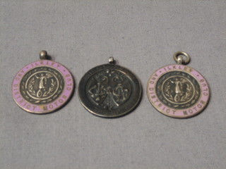 2 silver and enamel Ilkley & District Motor Club medallions and 1 other (3)