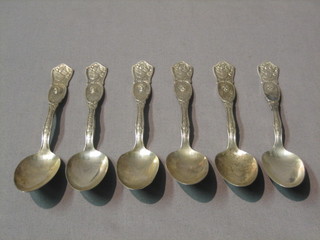 6 WWI silver plated tea spoons decorated military leaders