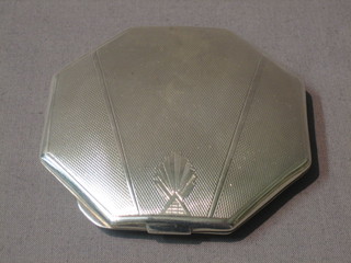An Art Deco octagonal silver compact, Birmingham 1935