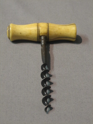 A 19th Century steel and ivory corkscrew (no brush)