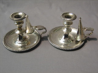2 silver plated chamber sticks with snuffers