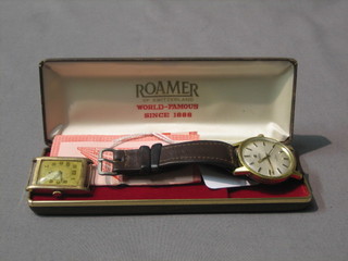 A gentleman's gold cased wristwatch and a gentleman's Roamer wristwatch