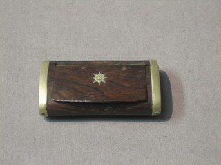 A 19th Century mahogany snuff box with hinged lid 2 1/2" and a lacquered snuff box 3 1/2"