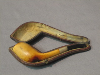 A Meerschaum and silver mounted pipe