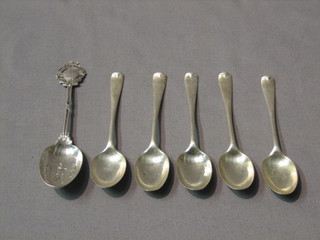 A souvenir spoon and 5 various silver spoons