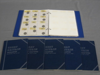 A collection of English silver coins and 2 folder of various half crowns and do. shillings