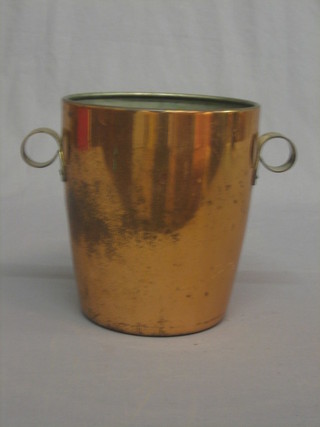 A 20th Century Swiss "Designer" copper and brass twin handled wine cooler, the base marked Sigg Switzerland 8 1/2"
