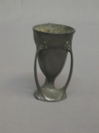 An Art Nouveau pewter 3 handled vase, the base marked Kayserann 4489 5" (some corrosion)