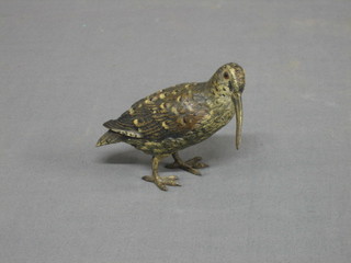 An Austrian cold painted bronze figure of a standing snipe?, 4"