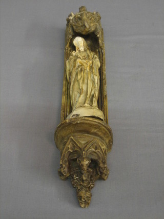 A plaster figure of The Virgin Mary in niche (head f) 16"
