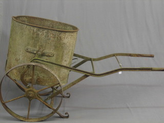 An iron and galvanised garden water carrier (some holes)