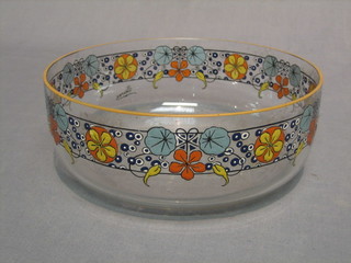 A 1930's Art Deco Sevres circular bowl with enamelled floral decoration 8" (slight chip to rim)