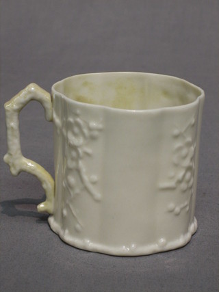 A circular Belleek mug, the base with black Belleek mark 3"
