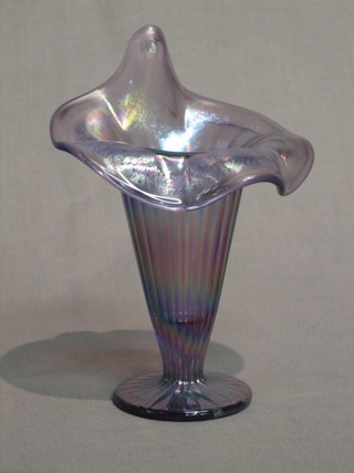 A purple Carnival glass vase  6 1/2"