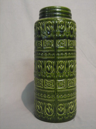A 1960's West German green glazed pottery vase, the base marked 2889-47 17"