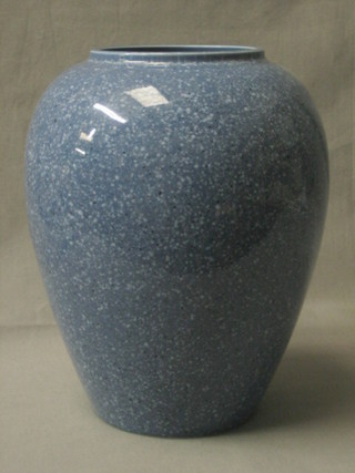 A T G Green blue glazed vase, the base with Cathedral mark 11"