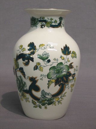 A 20th Century Masons Ironstone Chartreuse vase of club form, the base with green Masons Ironstone mark 8"