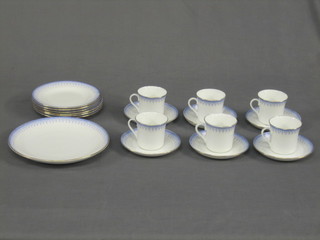 A 19 piece Ceylon China, Kent pattern tea service comprising 9" bread plate, 6 tea plates 7", 6 cups and 6 saucers (1 cracked)