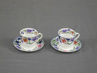 A 15 piece Copeland Spode china coffee service with floral decoration comprising 7 cups and 8 saucers (3 cups damaged) manufactured for Harrods