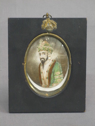 An 18th/19th Century portrait miniature on ivory of an Eastern gentleman 4" oval, contained in an ebony frame