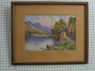 Gerald Holmes, watercolour "Loch with Mountains" 10" x 14"