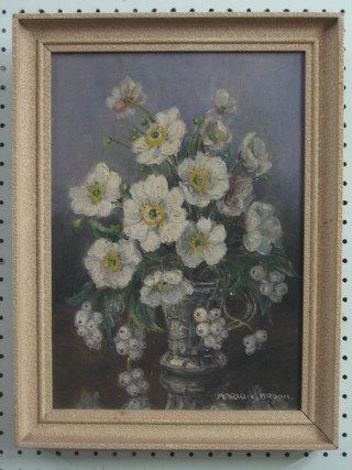 Marion Broom, impressionist oil on canvas "Vase of Flowers" 13" x 9 1/2"