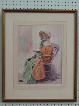 L Morris, watercolour "Seated Lady" 12" x 9 1/2"